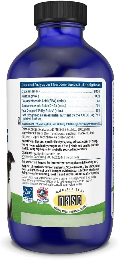 NORDIC NATURALS - Nordic Naturals Omega-3 Pet Unflavored 8 Fl.Oz. - The Red Vitamin MX - Aceite De Pescado Para Perros - {{ shop.shopifyCountryName }}