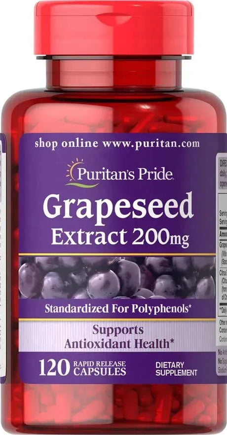 PURITAN'S PRIDE - Puritan's Pride Grapeseed Extract 200Mg. 120 Capsulas - The Red Vitamin MX - Suplementos Alimenticios - {{ shop.shopifyCountryName }}