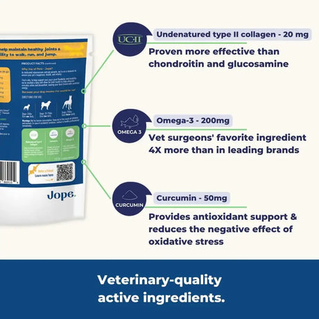 JOPE - Jope Hip and Joint Dog Chews with UC-II Collagen 60 Masticables - The Red Vitamin MX - Cuidado De Cadera Y Articulaciones Para Perros - {{ shop.shopifyCountryName }}