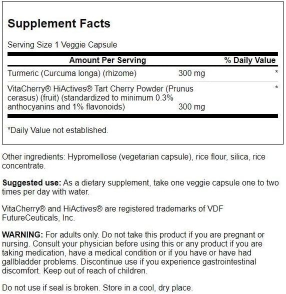 Swanson Tart Cherry & Turmeric 60 Capsulas