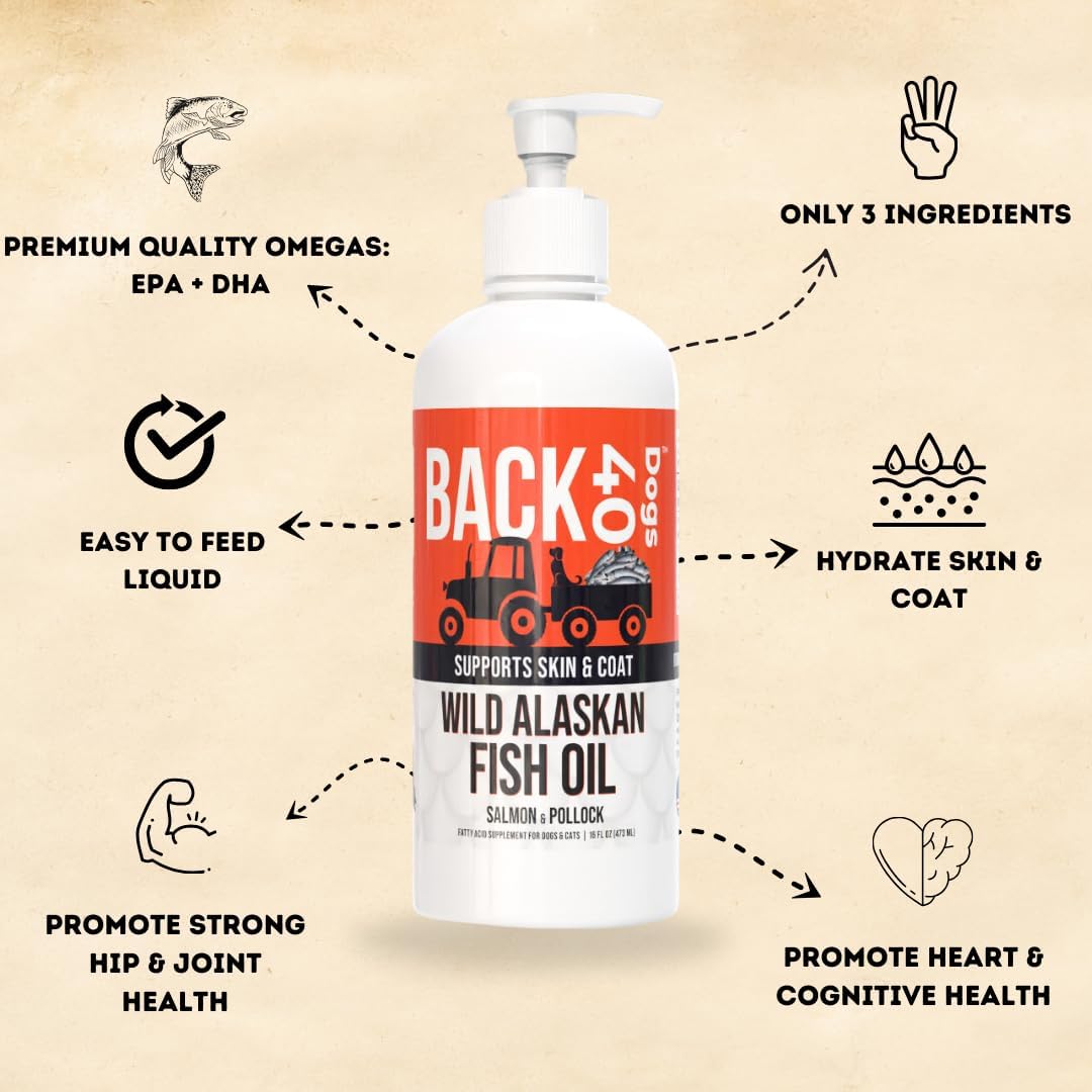 BACK 40 DOGS - Back 40 Dogs Wild Alaskan Fish Oil for Dogs 32 Fl.Oz. - The Red Vitamin MX - Aceite De Pescado Para Perros - {{ shop.shopifyCountryName }}