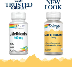 SOLARAY - Solaray L-Methionine 500Mg. 30 Capsulas - The Red Vitamin MX - Suplementos Alimenticios - {{ shop.shopifyCountryName }}