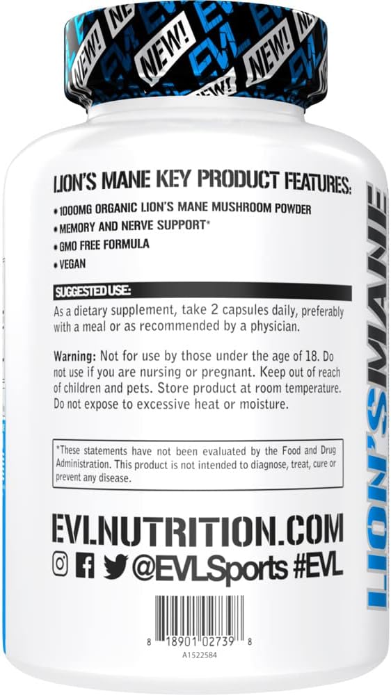 Evlution Organic Lion’s Mane Mushroom Supplement 60 Capsulas - The Red Vitamin MX - Suplementos Alimenticios - EVLUTION