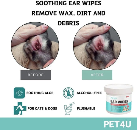 PET4U - PET4U Gentle Ear Wipes for Dogs and Cats 120 Toallitas - The Red Vitamin MX - Cuidado Del Oído De Perros - {{ shop.shopifyCountryName }}