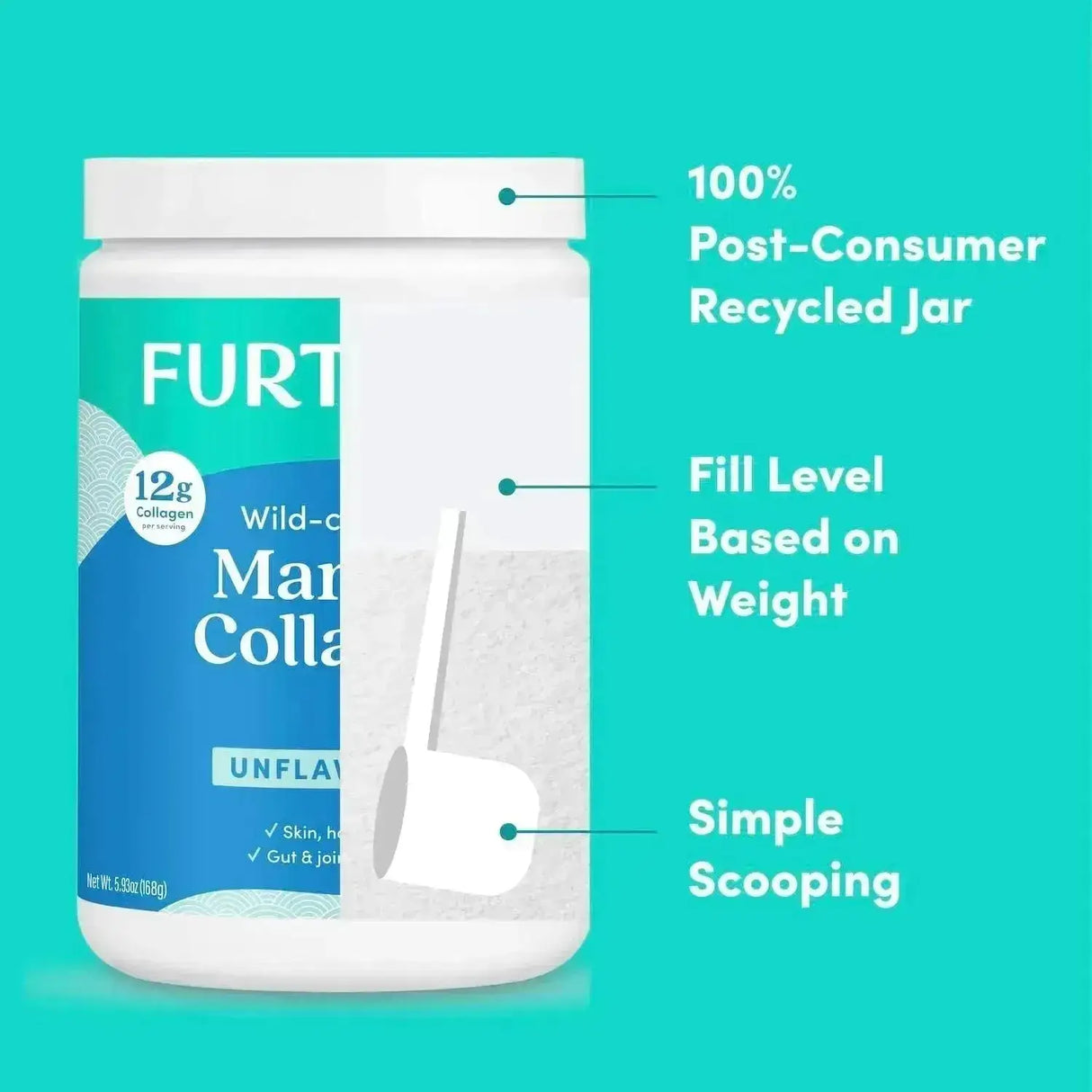 FURTHER FOOD - Further Food Unflavored Marine Collagen Peptides Powder 168Gr. - The Red Vitamin MX - Suplementos Alimenticios - {{ shop.shopifyCountryName }}