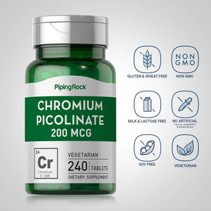 PIPING ROCK - Piping Rock Chromium Picolinate 200mcg 240 Tabletas - The Red Vitamin MX - Suplementos Alimenticios - {{ shop.shopifyCountryName }}