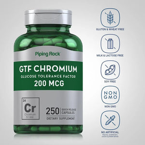 PIPING ROCK - Piping Rock GTF Chromium 200mcg 250 Capsulas - The Red Vitamin MX - Suplementos Alimenticios - {{ shop.shopifyCountryName }}