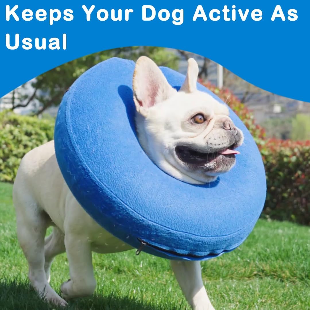 Infisu Soft Dog Cone Collar Inflatable BLUE MEDIUM 8"-12"