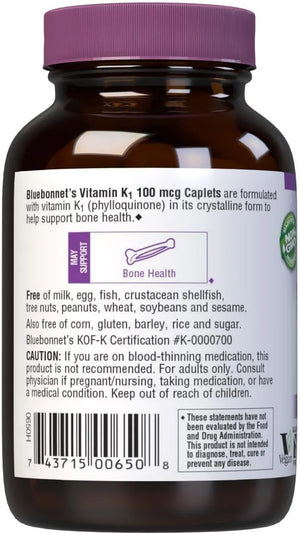 BLUEBONNET NUTRITION - BlueBonnet Vitamin K1 100mcg 100 Tabletas - The Red Vitamin MX - Suplementos Alimenticios - {{ shop.shopifyCountryName }}