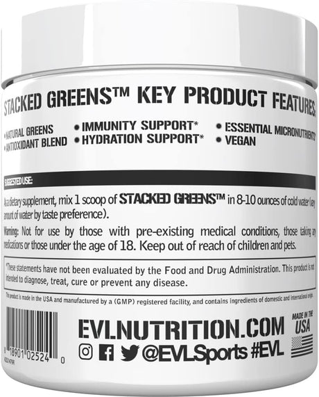 Evlution Nutrition Stacked Greens 30 Servicios Orchard Apple 162Gr.