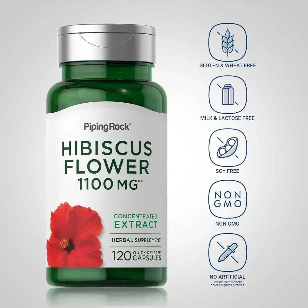 PIPING ROCK - Piping Rock Hibiscus Flowers 1100Mg. 120 Capsulas - The Red Vitamin MX - Suplementos Alimenticios - {{ shop.shopifyCountryName }}