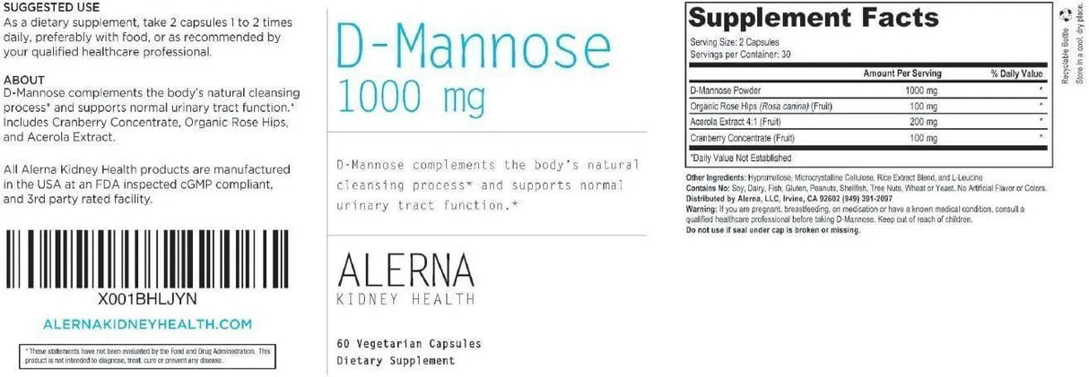 ALERNA - Alerna D-Mannose 1000Mg. 60 Capsulas 3 Pack - The Red Vitamin MX - Suplementos Alimenticios - {{ shop.shopifyCountryName }}