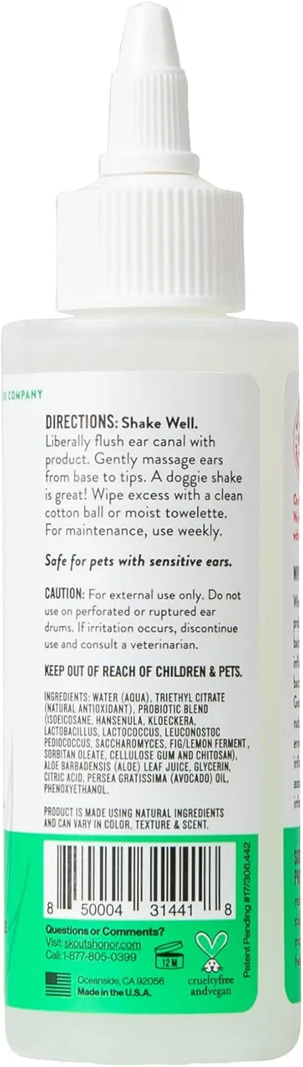 SKOUT'S HONOR - SKOUT'S HONOR Dog Ear Cleaner Solution with Aloe Vera 4 Fl.Oz. - The Red Vitamin MX - Cuidado Del Oído De Perros - {{ shop.shopifyCountryName }}