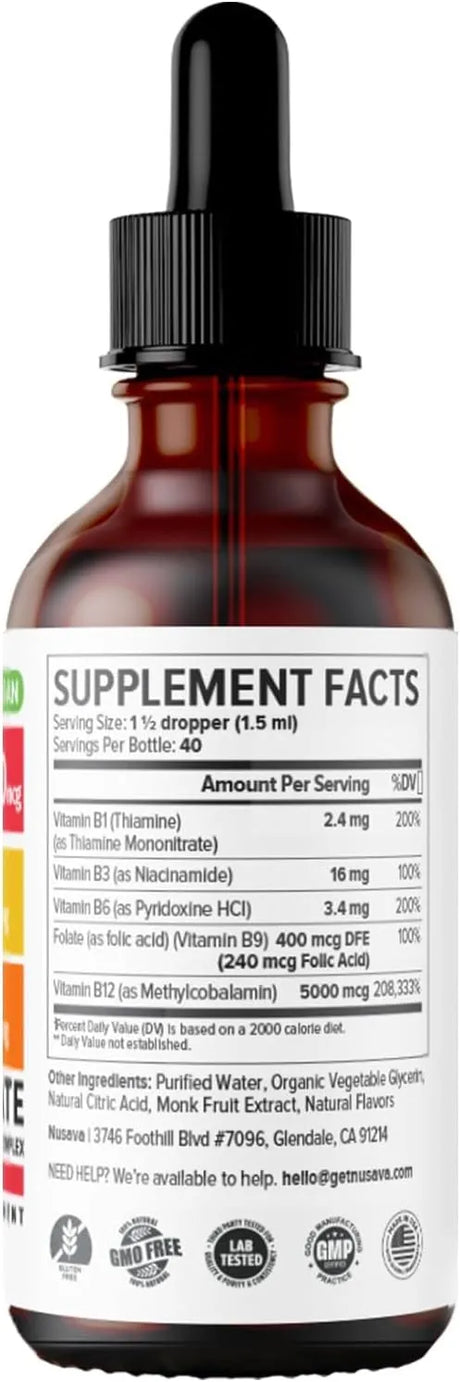 NUSAVA - NUSAVA Vitamin B12 and B6 Liquid Drops Raspberry 2 Fl.Oz. 2 Pack - The Red Vitamin MX - Suplementos Alimenticios - {{ shop.shopifyCountryName }}