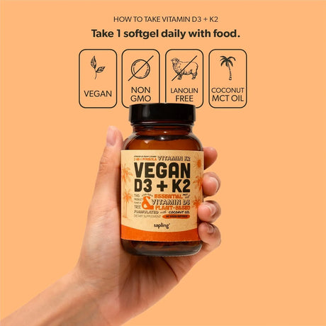 SAPLING - Sapling Vegan Vitamin D3 + K2 60 Capsulas Blandas - The Red Vitamin MX - Suplementos Alimenticios - {{ shop.shopifyCountryName }}