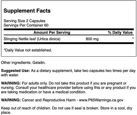 SWANSON - Swanson Stinging Nettle Leaf 400Mg. 120 Capsulas - The Red Vitamin MX - Suplementos Alimenticios - {{ shop.shopifyCountryName }}