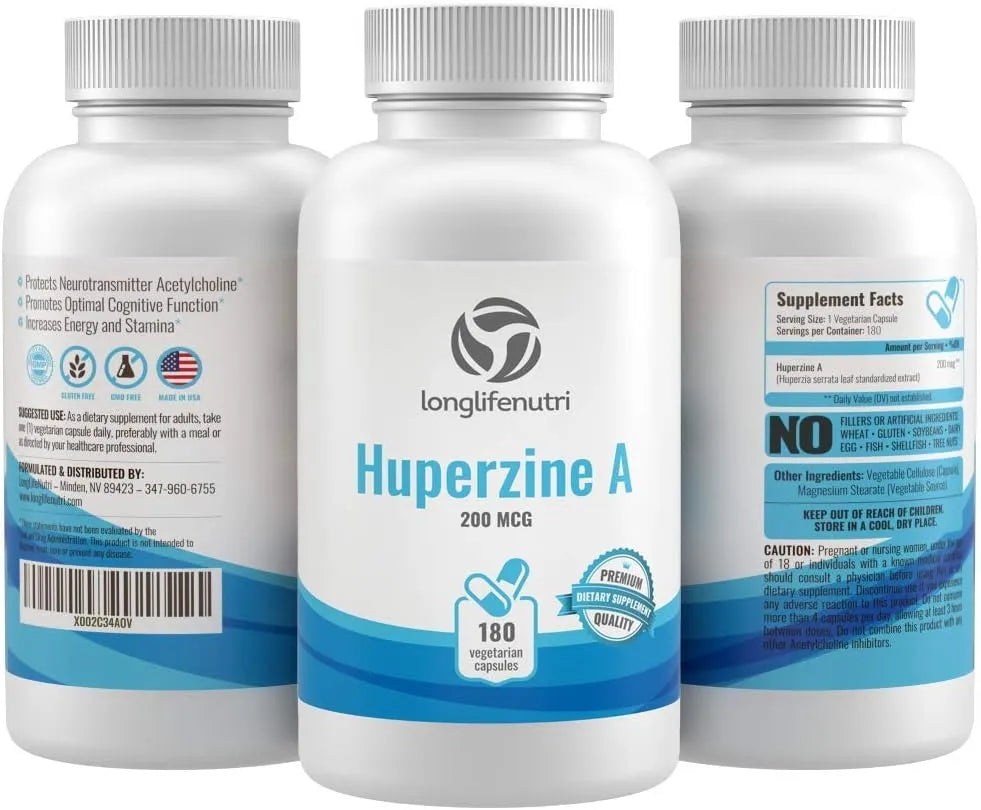 LONGLIFENUTRI - LongLifeNutri Huperzine A 200mcg 180 Capsulas - The Red Vitamin MX - Suplementos Alimenticios - {{ shop.shopifyCountryName }}