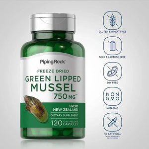 PIPING ROCK - Piping Rock Green Lipped Mussel 750Mg. 120 Capsulas - The Red Vitamin MX - Suplementos Alimenticios - {{ shop.shopifyCountryName }}