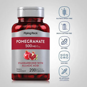 PIPING ROCK - Piping Rock Pomegranate Extract 500Mg. 200 Capsulas - The Red Vitamin MX - Suplementos Alimenticios - {{ shop.shopifyCountryName }}