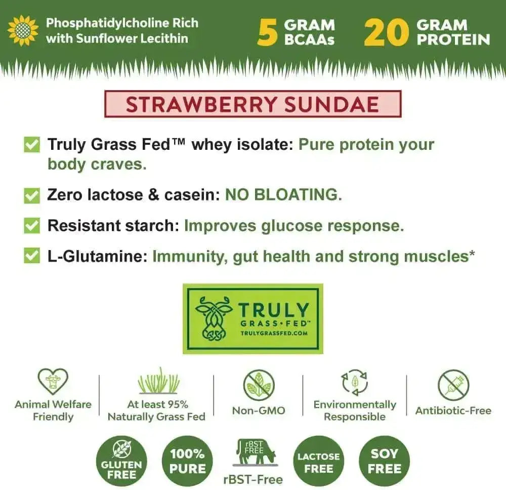 MARIGOLD - MariGold Grass-fed Whey Protein Isolate Powder Creamy Strawberry Sundae 454Gr. - The Red Vitamin MX - Suplementos Alimenticios - {{ shop.shopifyCountryName }}