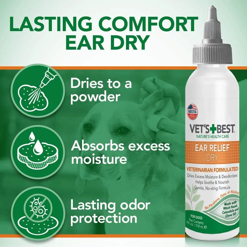 VET'S BEST - Vet's Best Dog Ear Cleaner Kit Wash & Dry Treatment - The Red Vitamin MX - Cuidado Del Oído De Perros - {{ shop.shopifyCountryName }}