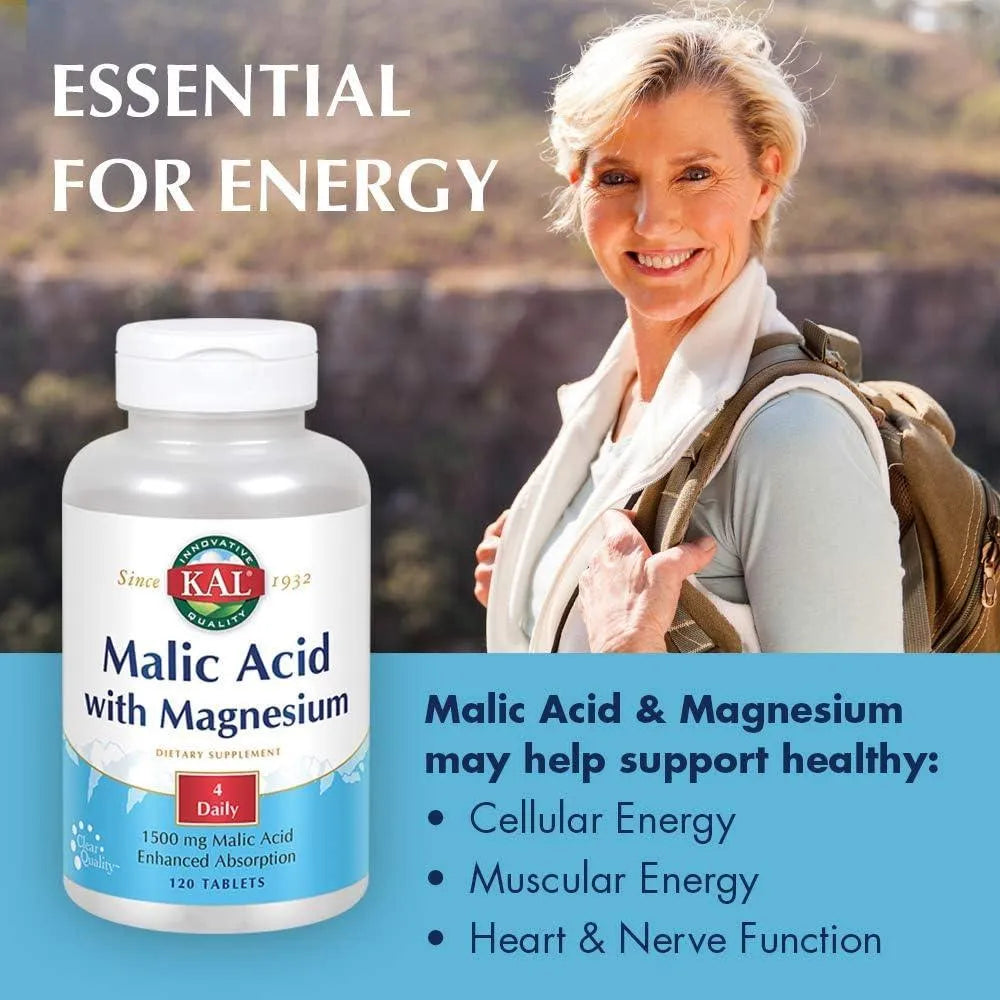 KAL - Kal Malic Acid with Magnesium 120 Tabletas - The Red Vitamin MX - Suplementos Alimenticios - {{ shop.shopifyCountryName }}