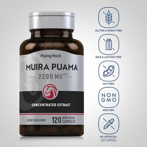 Piping Rock Muira Puama Root Extract 2200Mg. 120 Capsulas