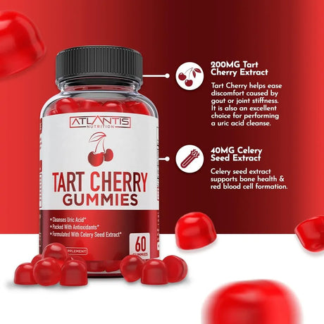 ATLANTIS NUTRITION - Atlantis Nutrition Tart Cherry Gummies with Celery Seed Extract 60 Gomitas - The Red Vitamin MX - Suplementos Alimenticios - {{ shop.shopifyCountryName }}