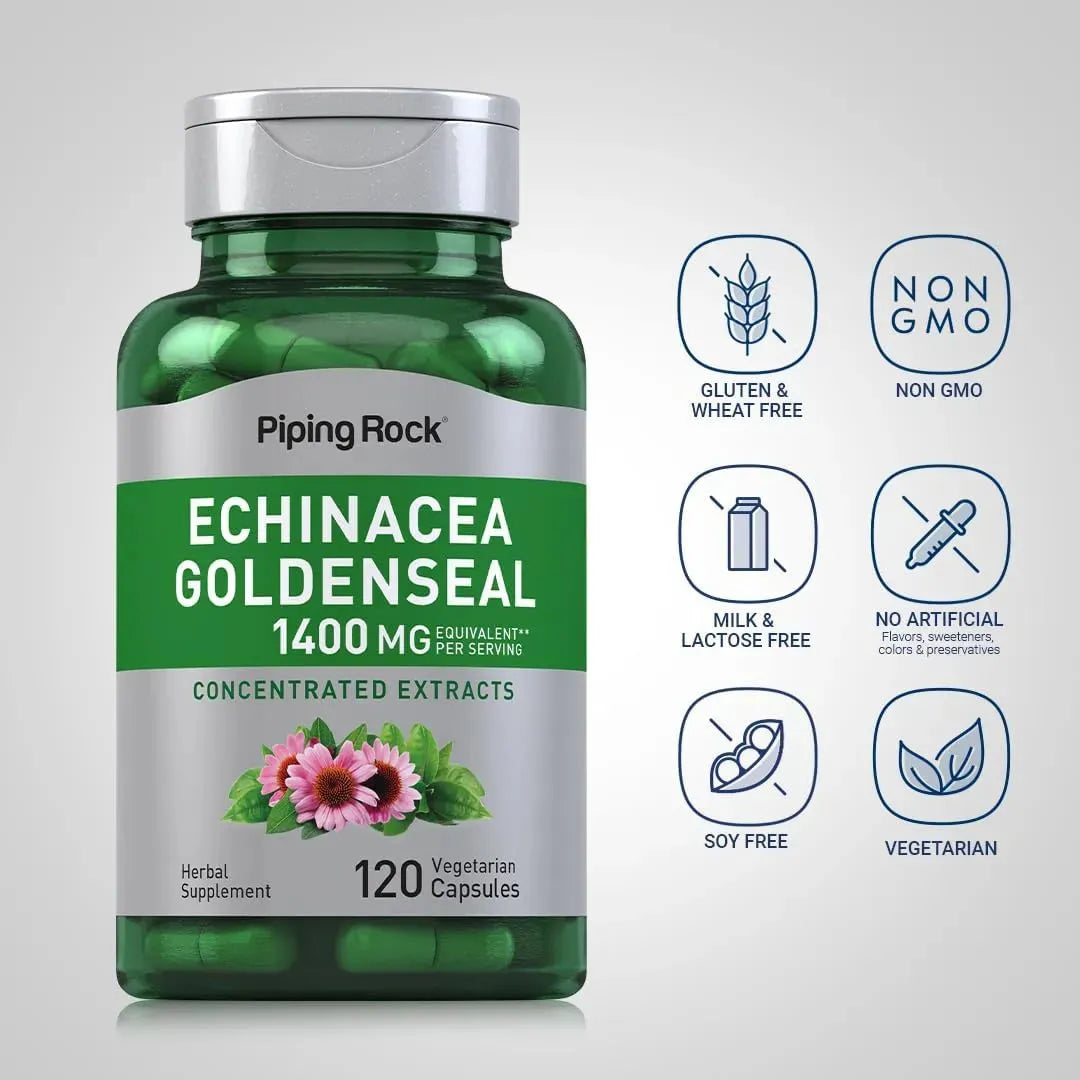 PIPING ROCK - Piping Rock Echinacea Goldenseal 1400Mg. 120 Capsulas - The Red Vitamin MX - Suplementos Alimenticios - {{ shop.shopifyCountryName }}