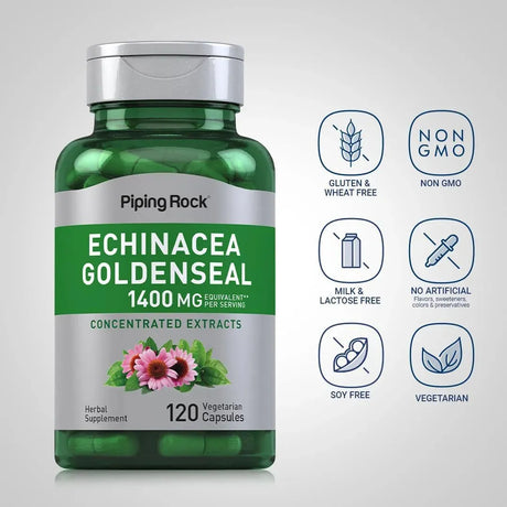 PIPING ROCK - Piping Rock Echinacea Goldenseal 1400Mg. 120 Capsulas - The Red Vitamin MX - Suplementos Alimenticios - {{ shop.shopifyCountryName }}