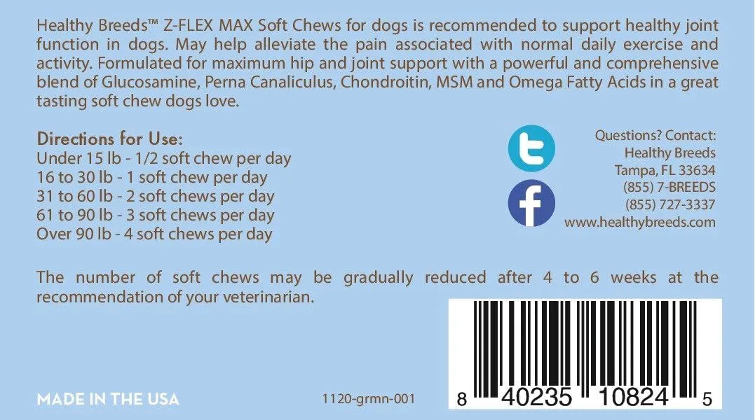 HEALTHY BREEDS - Healthy Breeds German Shepherd Z-Flex Max Hip and Joint 50 Masticables - The Red Vitamin MX - Cuidado De Cadera Y Articulaciones Para Perros - {{ shop.shopifyCountryName }}
