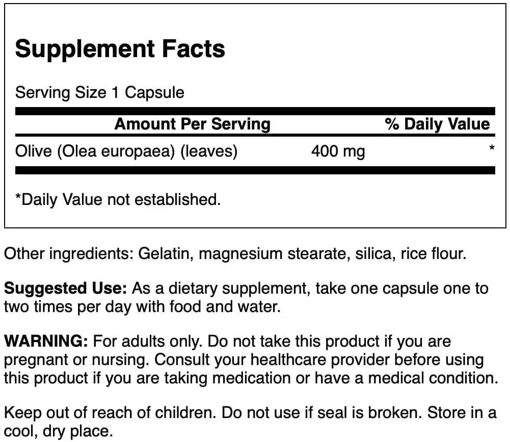 SWANSON - Swanson Full Spectrum Olive Leaf 400Mg. 60 Capsulas - The Red Vitamin MX - Suplementos Alimenticios - {{ shop.shopifyCountryName }}