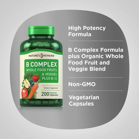 PIPING ROCK - Piping Rock B Complex with Whole Food Fruits & Veggies 200 Capsulas - The Red Vitamin MX - Suplementos Alimenticios - {{ shop.shopifyCountryName }}
