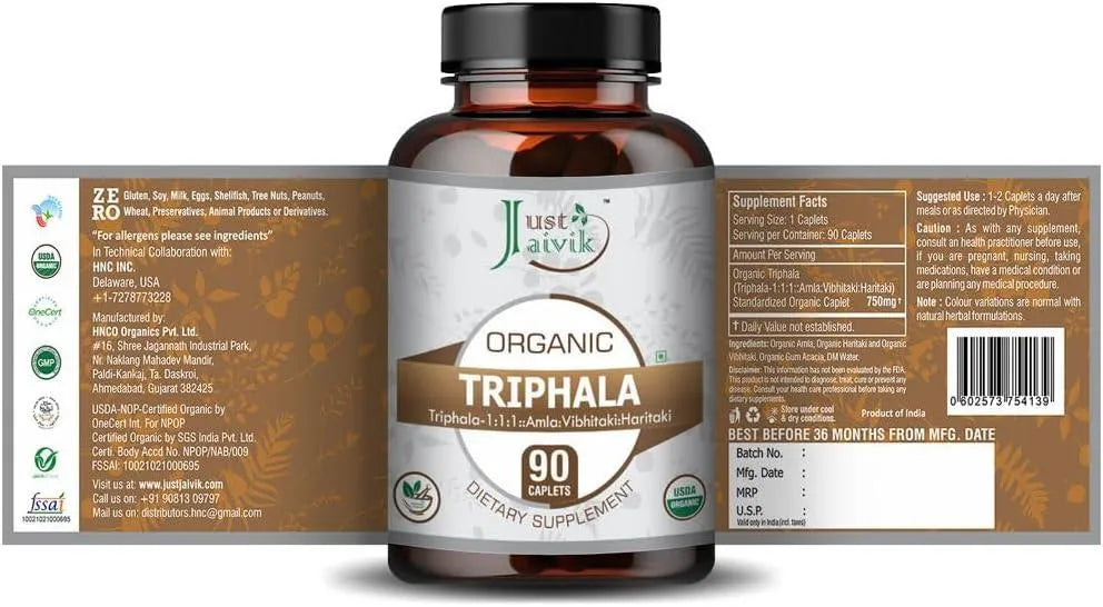 JUST JAIVIK - Just Jaivik Organic Triphala 90 Tabletas - The Red Vitamin MX - Suplementos Alimenticios - {{ shop.shopifyCountryName }}