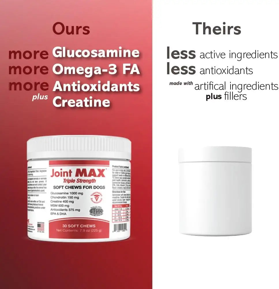 JOINT MAX - Joint Max TS Joint Supplement Vet Formulated 30 Masticables - The Red Vitamin MX - Cuidado De Cadera Y Articulaciones Para Perros - {{ shop.shopifyCountryName }}