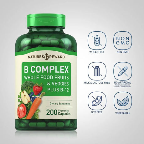PIPING ROCK - Piping Rock B Complex with Whole Food Fruits & Veggies 200 Capsulas - The Red Vitamin MX - Suplementos Alimenticios - {{ shop.shopifyCountryName }}