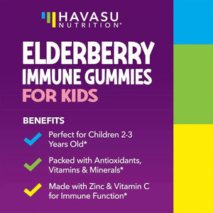 HAVASU NUTRITION - HAVASU NUTRITION Elderberry Gummies for Kids with Zinc and Vitamin C 60 Gomitas - The Red Vitamin MX - Suplementos Alimenticios - {{ shop.shopifyCountryName }}