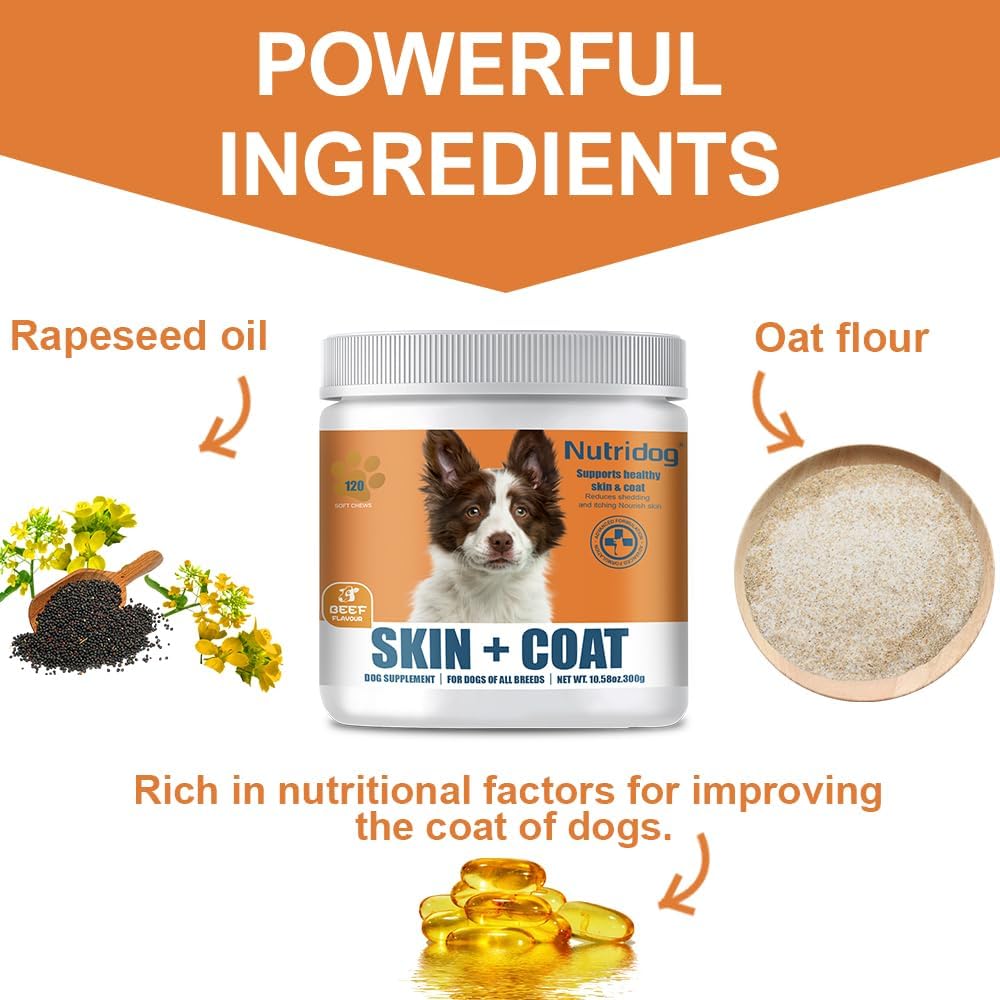 Nutridog Skin & Coat Supplement for Dogs 120 Masticables