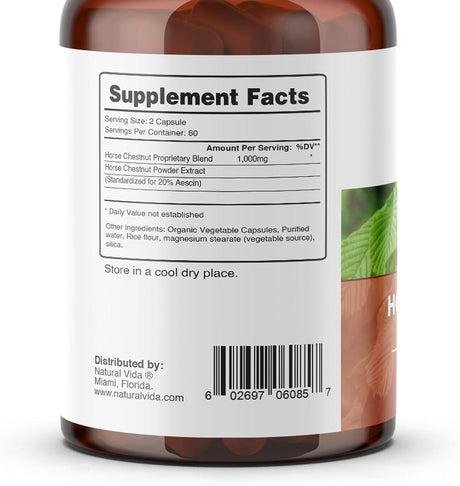 NATURAL VIDA - Natural Vida Horse Chestnut Extract 1000Mg. 120 Capsulas - The Red Vitamin MX - Suplementos Alimenticios - {{ shop.shopifyCountryName }}