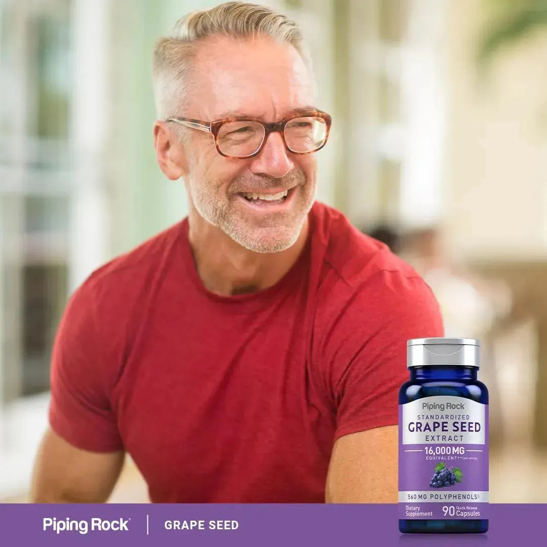 PIPING ROCK - Piping Rock Grape Seed Extract 16,000Mg. 90 Capsulas - The Red Vitamin MX - Suplementos Alimenticios - {{ shop.shopifyCountryName }}