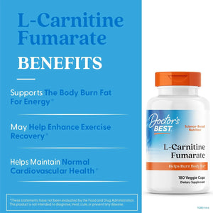 DOCTOR'S BEST - Doctor's BEST L-Carnitine Fumarate 500Mg. 180 Capsulas - The Red Vitamin MX - Suplementos Alimenticios - {{ shop.shopifyCountryName }}