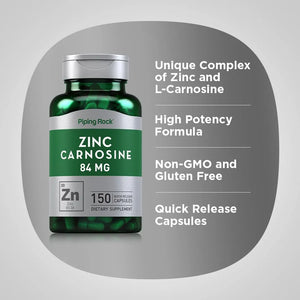 PIPING ROCK - Piping Rock Zinc Carnosine 84Mg. 150 Capsulas - The Red Vitamin MX - Suplementos Alimenticios - {{ shop.shopifyCountryName }}