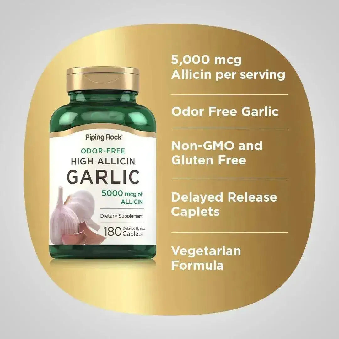 PIPING ROCK - Piping Rock Odorless Garlic Pills with High Allicin 180 Tabletas - The Red Vitamin MX - Suplementos Alimenticios - {{ shop.shopifyCountryName }}
