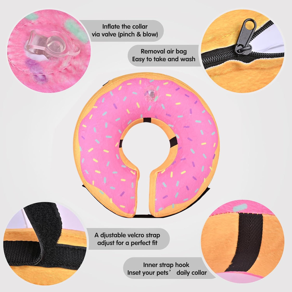 Katoggy Inflatable Dog Collar YELLOW PINK SMALL