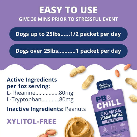 UNDER THE WEATHER - Under the Weather Pet PB & CHILL Dog Peanut Butter Dog Treats 6 Pack - The Red Vitamin MX - Relajantes Para Perros - {{ shop.shopifyCountryName }}