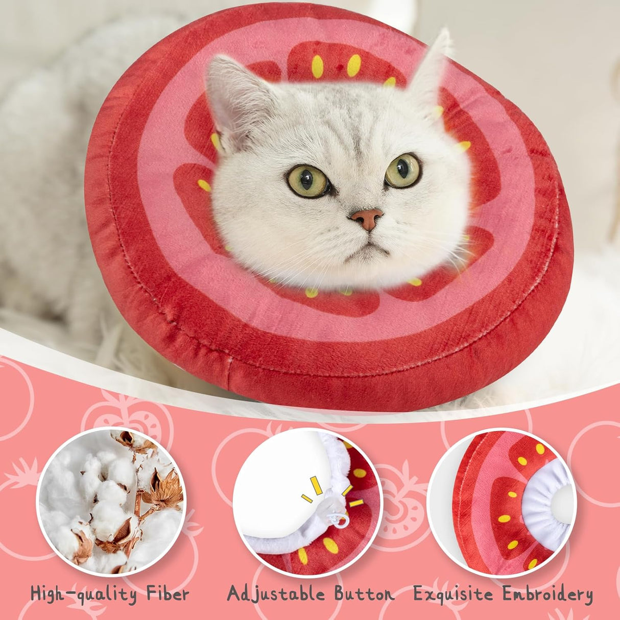 ANWA Adjustable Cat Cone Collar Soft Tomato Medium