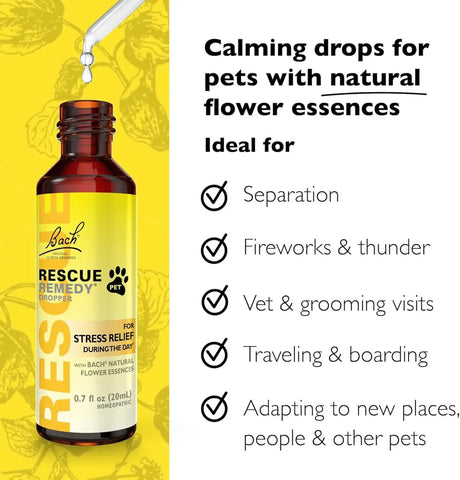 BACH - Bach RESCUE REMEDY PET Dropper Natural Stress Relief 20Ml. - The Red Vitamin MX - Relajantes Para Perros - {{ shop.shopifyCountryName }}