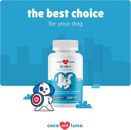 COCO AND LUNA - Coco and Luna 10 in 1 Multivitamin for Dogs 120 Tabletas Masticables - The Red Vitamin MX - Multivitamínicos Para Perros - {{ shop.shopifyCountryName }}