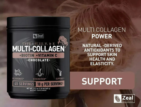 ZEAL NATURALS - Zeal Naturals Premium Multi Collagen Peptides Protein Powder Chocolate 603Gr. - The Red Vitamin MX - Suplementos Alimenticios - {{ shop.shopifyCountryName }}