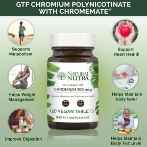 NATURAL NUTRA - Natural Nutra GTF Chromium Polynicotinate with ChromeMate 200mcg 120 Tabletas - The Red Vitamin MX - Suplementos Alimenticios - {{ shop.shopifyCountryName }}